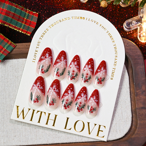 24 Uds. <span class=keywords><strong>Uñas</strong></span> postizas de <span class=keywords><strong>Navidad</strong></span> prensa de almendras cortas en la extensión de <span class=keywords><strong>uñas</strong></span> cubierta completa manicura copo de nieve árbol usable puntas de <span class=keywords><strong>uñas</strong></span> postizas - Product Image 6