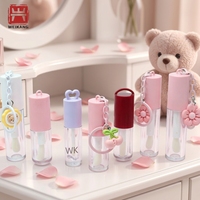 Tube d'huile à lèvres transparent portable, impression personnalisée du logo WK, mini flacon vide pour gloss à lèvres avec couvercle en forme de cœur, porte-clés, emballage cosmétique