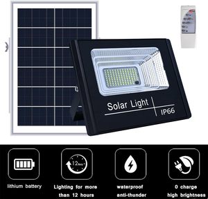 ไฟสปอร์ตไลท์ LED พลังงานแสงอาทิตย์แบบภายนอก 40W 60W 100W 200W 300W  วัสดุอะลูมิเนียม กันน้ำ IP67 แบตเตอรี่ LiFePO4 มุมลำแสง 120 องศา พร้อมรีโมทคอนโทรล สำหรับสวน - Product Image 3