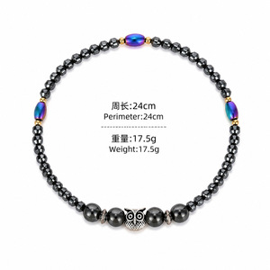 Chevillère magnétique transfrontalière avec perles noires et breloque hibou, bijou de pied pour femme en alliage de zinc - Product Image 2
