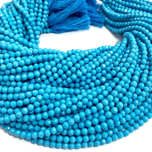 Cuentas facetadas de turquesa AAA+ en forma de rondel de 2 mm, hilo de 13 pulgadas de cuentas de turquesa, cuentas de turquesa Howlite en forma de rondel - Product Image 1