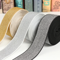 Bandes élastiques scintillantes à coudre Élastique souple à ruban doré et argenté Ceinture élastique