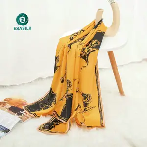 Customized Digital Printing Luxury Mulberry 100% Pure Silk Scarf Ladies Scarves for Women