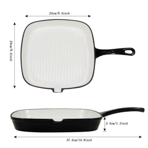 Nhà nghỉ vuông gang nướng PAN Frying Pan <span class=keywords><strong>griddle</strong></span> không dính Bếp đầu nướng gang Chảo bít tết sọc Pan - Product Image 4