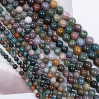 Perles rondes lisses en agate indienne naturelle 6mm 8mm 10mm 12mm, multicolores, pour la fabrication de bracelets et de colliers