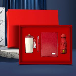 Enterprise Promotional Business Gift Box 4-in-1 Customized Paper UV Printed Handmade <b>Notebook</b> + Coffee Cup + Pen + Umbrella <b>Set</b> - Product Image 1