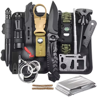 Équipement de survie d'urgence professionnel pour l'extérieur 15 en 1, kit de survie de défense tactique amélioré outils pour les aventures d'escalade