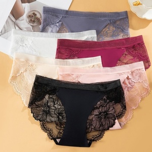 Bikini sexy en dentelle tricotée pour femmes, coupe ajustée, short de bikini, culotte transparente sans couture, culotte joker - Product Image 3