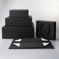 Boîte cadeau magnétique noire de luxe avec logo personnalisé pour l'emballage des vêtements, boîte en papier rigide pliable pour les articles de sport en gros