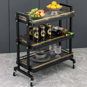 Chariot de service buffet en acier inoxydable à 3 niveaux pour <span class=keywords><strong>salon</strong></span> de beauté et hôtel, chariot de rangement multifonctionnel pour manucure - Product Image 2