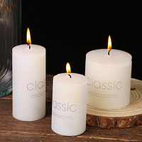 Benutzer definierte Marke Label White Pure Paraffin Wachs Kerzen Säule Einfache geruchs neutrale Kerzen für Hochzeit Hotel Cafe Bar