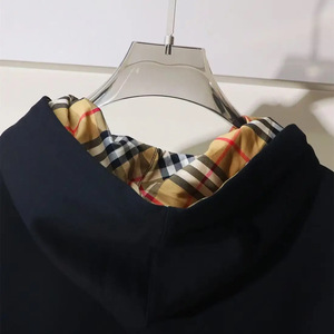 Sudadera con Capucha Premium 100% Algodón a Cuadros con Cierre y Logotipo Bordado Unisex Burbes Alta Calidad Venta al Por Mayor Gran Stock Listo para Enviar - Product Image 4