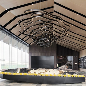 Biệt thự hiện đại phòng triển lãm khách sạn sang trọng lớn Ribbon Shape Glass LED trần lớn đèn chùm đèn - Product Image 1