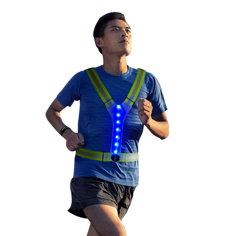 Супер яркий светодиодный жилет для бега из волокна с светящейся сумкой на пояс, светящийся в темноте