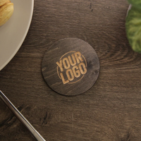 Panneau de table rond en bois moderne personnalisé avec code QR, menu gravé, logo personnalisé pour restaurant, café, affichage Wi-Fi
