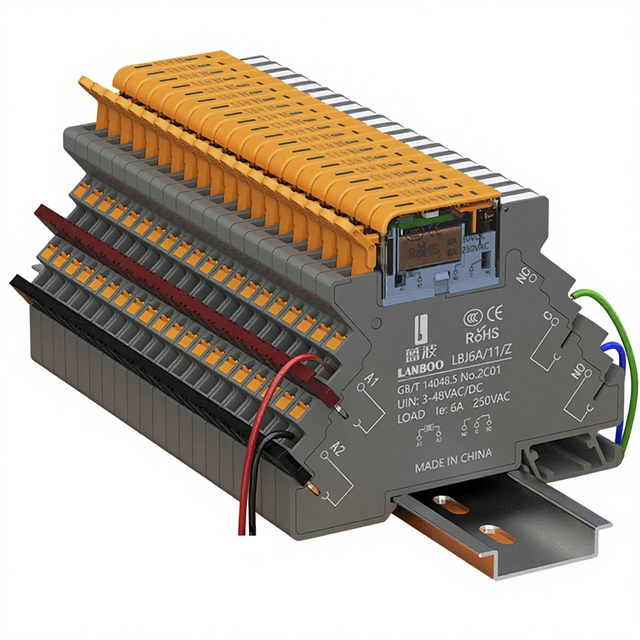 LANBOO 6mm Ultra Thin Electromagnetic Relay 6A 1NO1NC 12V 24VDC Slim Interface Relay with LED Indicator DIN Rail Mount &Sockets