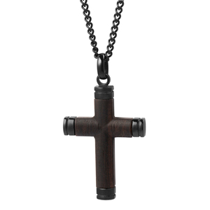 Chaîne en acier inoxydable plaqué noir, bijoux chrétiens, collier en bois d'ébène naturel <span class=keywords><strong>pour</strong></span> <span class=keywords><strong>homme</strong></span>, tendance - Product Image 5