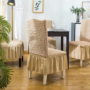 Funda para silla de comedor con entramado de burbujas de poliéster sólido lavable elástico universal al por mayor para eventos de boda - Product Image 5