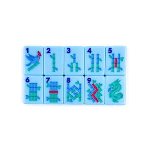 <span class=keywords><strong>Jeu</strong></span> de Mahjong Moderne Bleu Clair à Thème Gaufré, Portable en Acrylique, pour Loisirs Sociaux et Cadeau Amusant - Product Image 3