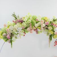 Arche de fleurs artificielles vertes et roses, support pour urne, vase, boule de fleurs, toile de fond de mariage, décoration de scène de cérémonie, allée de réception, événementiel
