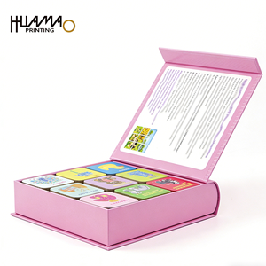 Custom Rigid <b>Book</b> Shape Card Storage Box for Children's <b>Educational</b> Cards Memory Game Cards Flash Cards with Dividers - Product Image 3