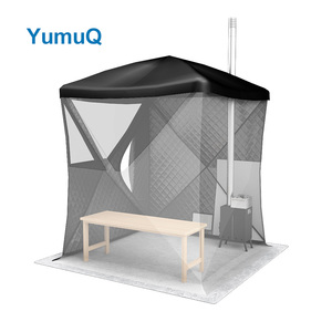 YumuQ 180x180x210cm屋外サウナテントと木製ストーブ4人用大型ポータブルソーナテントストーブ付き - Product Image 2