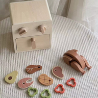 Jouet de cuisine en bois nordique, four à poulet de simulation, ensemble de jeu alimentaire pour enfants et bébés, maison de poupée, naturel