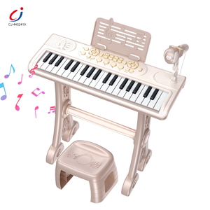 Clavier électronique <span class=keywords><strong>pour</strong></span> enfants Chengji, 37 touches, ensemble table et chaise de musique éducative, microphone de dessin animé, jouet piano clavier - Product Image 1