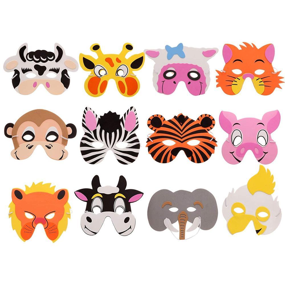 Lot De 12 Masques Animaux En Feutre Pour Enfants - Jeu De Rôle - Réutilisables - Fêtes Anniversaire Thème Jungle