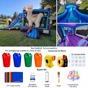 Castillo Inflable Infantil con Diseño <span class=keywords><strong>de</strong></span> Alpaca y Sombrero, con Tobogán, Casa <span class=keywords><strong>de</strong></span> Brinco Comercial para Fiestas Temáticas - Product Image 2