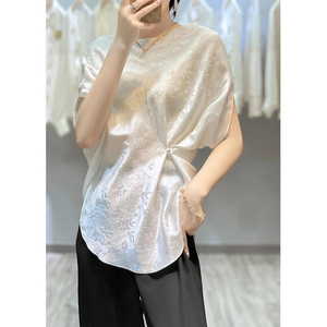 2023 Thiết Kế Độc Đáo Trung Quốc Phong Cách Ánh Sáng Sang Trọng Thời Trang Áo Cánh Phụ Nữ Thanh Lịch Cộng Với Kích Thước Tuổi-bất chấp Khá Trắng Jacquard Áo Sơ Mi - Product Image 4