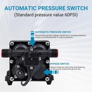 Pompe à eau Exhoper 5,5 GPM 60 PSI, pompe à membrane auto-amorçante à 4 chambres avec accessoires - Product Image 5