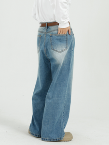 Producción Personalizada de Jeans Coreanos para <span class=keywords><strong>Hombre</strong></span>, Casuales, Holgados, Versátiles, Blancos Pulidos, de Pierna Recta y Ancha - Product Image 4