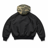 Blouson Bomber 2-en-1 pour Homme, Camouflage, à Capuche, Panneaux Contrastants, Style Universitaire, Streetwear, Personnalisable OEM ODM, Vente en Gros, REACH