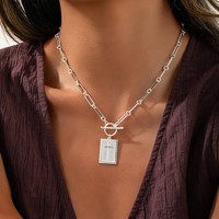 Collier en acier inoxydable avec pendentif carré sportif en forme de croix et chaîne en bambou, design boucle OT, plaqué or 18 carats, en promotion