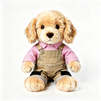 En gros, adorable peluche chien en peluche moelleuse à oreilles tombantes, avec poche cousue, style workwear, jouet en peluche doux