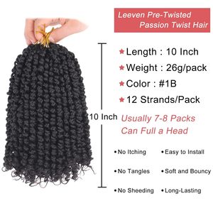 Capelli all'uncinetto Passion <span class=keywords><strong>Twist</strong></span> da 18 pollici, leggeri, a 12 ciocche, senza perdita di capelli # Extension per capelli pre-intrecciati neri 1B per donne di colore - Product Image 3