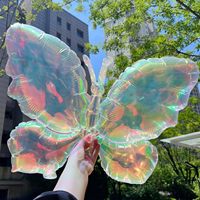 Vente en gros de ballons transparents arc-en-ciel en forme de papillon, étoile en forme de coeur, couleur dégradée, ballons laser holographiques irisés