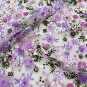 <strong>Stock</strong> 100%Polyester <strong>Stretch</strong> <strong>Lace</strong> Tassel Sequin Embroidered <strong>Fabric</strong> for Garment Glitter Clothing Textile Custom Elastic Fashion - Product Image 4