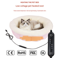 Lit chauffant pour chat avec rebord de 15 cm, coussin chauffant amovible en peluche douce