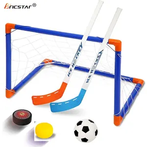 Bricstar mainan sepak bola anak-anak, set mainan olahraga luar ruangan mudah dirakit 2 dalam 1, hoki es