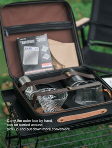 Kit de voyage premium pour café portable et écologique : moulin, filtre, pot et ensemble de préparation goutte à goutte, avec sac de transport en métal - Product Image 4