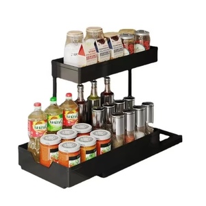 Étagère <span class=keywords><strong>à</strong></span> <span class=keywords><strong>épices</strong></span> <span class=keywords><strong>à</strong></span> 2 niveaux, étagère coulissante extractible sous l'évier, organisateur pour le rangement des armoires de cuisine, <span class=keywords><strong>tiroir</strong></span> - Product Image 1