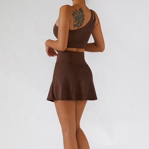 ชุดกระโปรงสั้นสำหรับผู้หญิงชุดเล่นกีฬาแบบ2 in 1ชุดออกกำลังกายเอวสูงกางเกงขาสั้นในตัวชุดเล่นเทนนิสและกอล์ฟ - Product Image 5