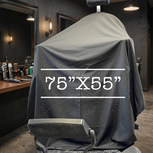 Capa de corte elástica impermeable de poliéster negro con diseño de poste de barbero - Product Image 3
