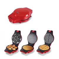 Mini plaques interchangeables électriques antiadhésives 3 en 1, faciles à nettoyer, minuteur automatique, gaufrier à bulles et beignets