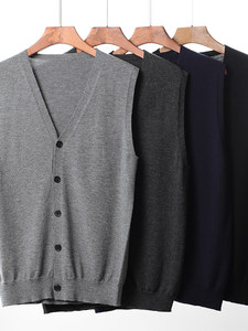 Chaleco de punto sin mangas para <span class=keywords><strong>hombre</strong></span>, estilo empresarial, cuello en V, imitación de lana, estilo minimalista, primavera - Product Image 1