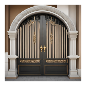 Porte de sécurité combinée double face à grande clôture minimaliste moderne avec arrêt automatique et contrôle comptable - Product Image 4