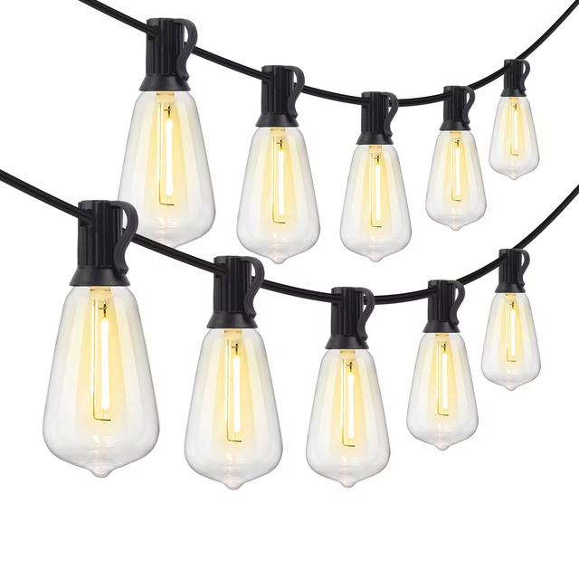 ST38 Globe Outdoor LED String Lights Plastic Shatterproof Bulbs Waterproof Patio Lights for Garden Outside Backyard Porch