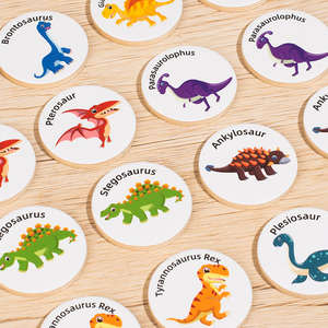 Dinosaurio de madera <span class=keywords><strong>Memory</strong></span> Flip Board Juego de mesa Flipping Ajedrez Rompecabezas Juguetes educativos para 5 a 7 años - Product Image 2